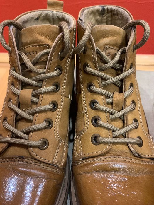 Brązowe trzewiki Buty Lasocki 37 botki trapery nubuk skóra zima camel