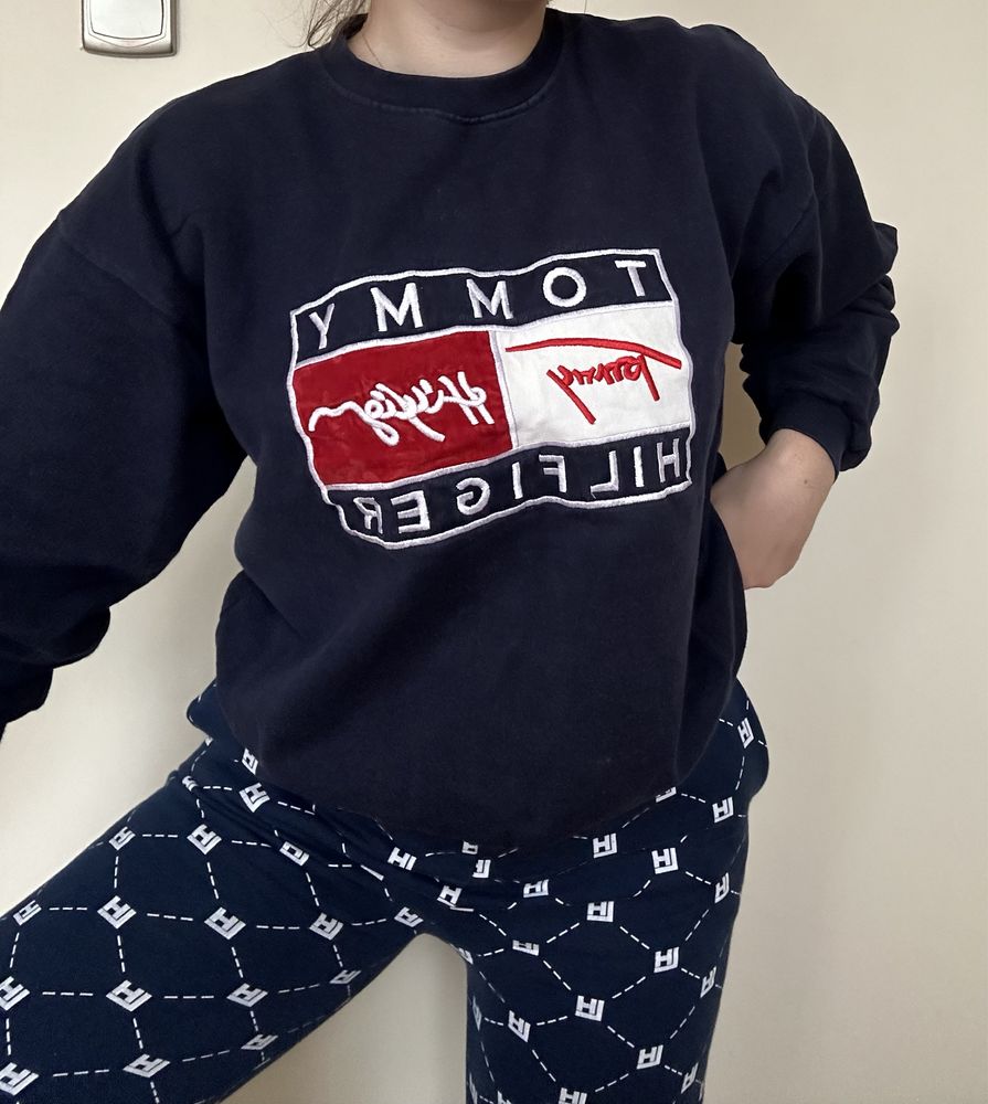 Granatowa bluza tommy hilfiger vintage oversize