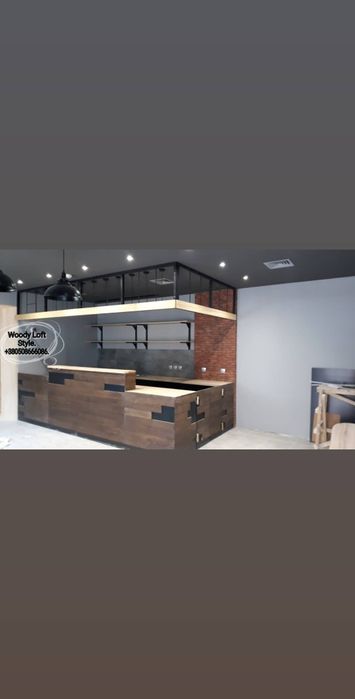 Барные стойки, стулья, ресепшн в стиле loft, стеллажи, столы для баров