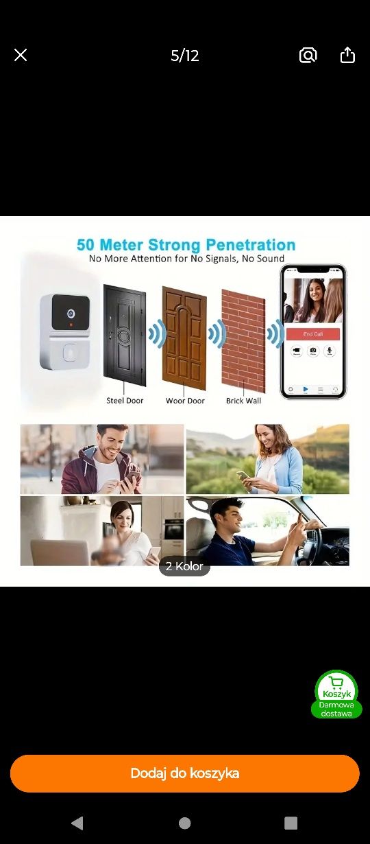 Inteligentny dzwonek do drzwi wifi