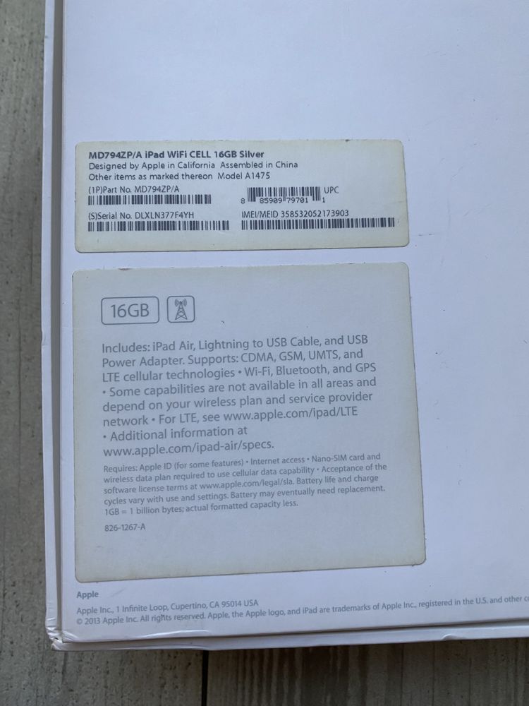 iPad Air LTE +Wi-fi 16 gb