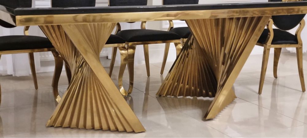 Stół + 6 krzeseł Glamour Premium Gold PROMOCJA