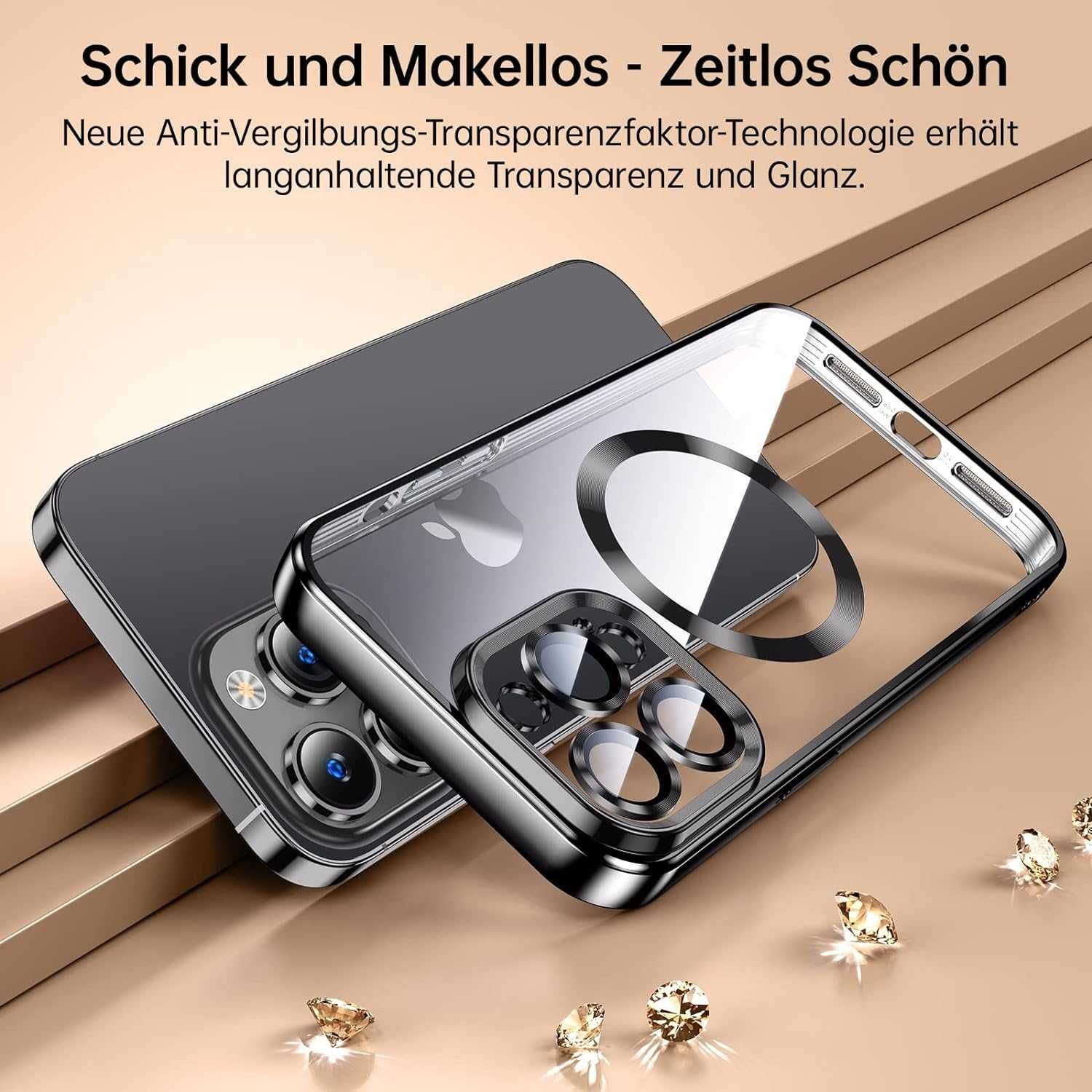 JUESHITUO etui pancerne iPhone 13 Pro MagSafe + szkło ochronne 9H