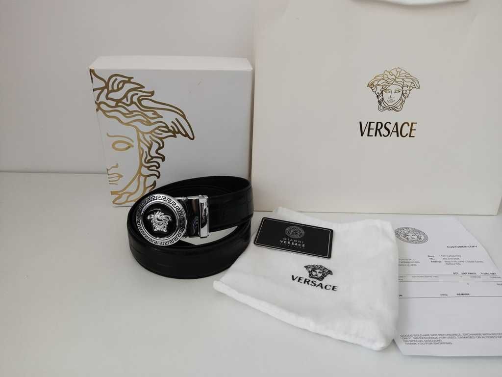 Versace pasek firmowy, skóra naturalna, Włochy 56-43