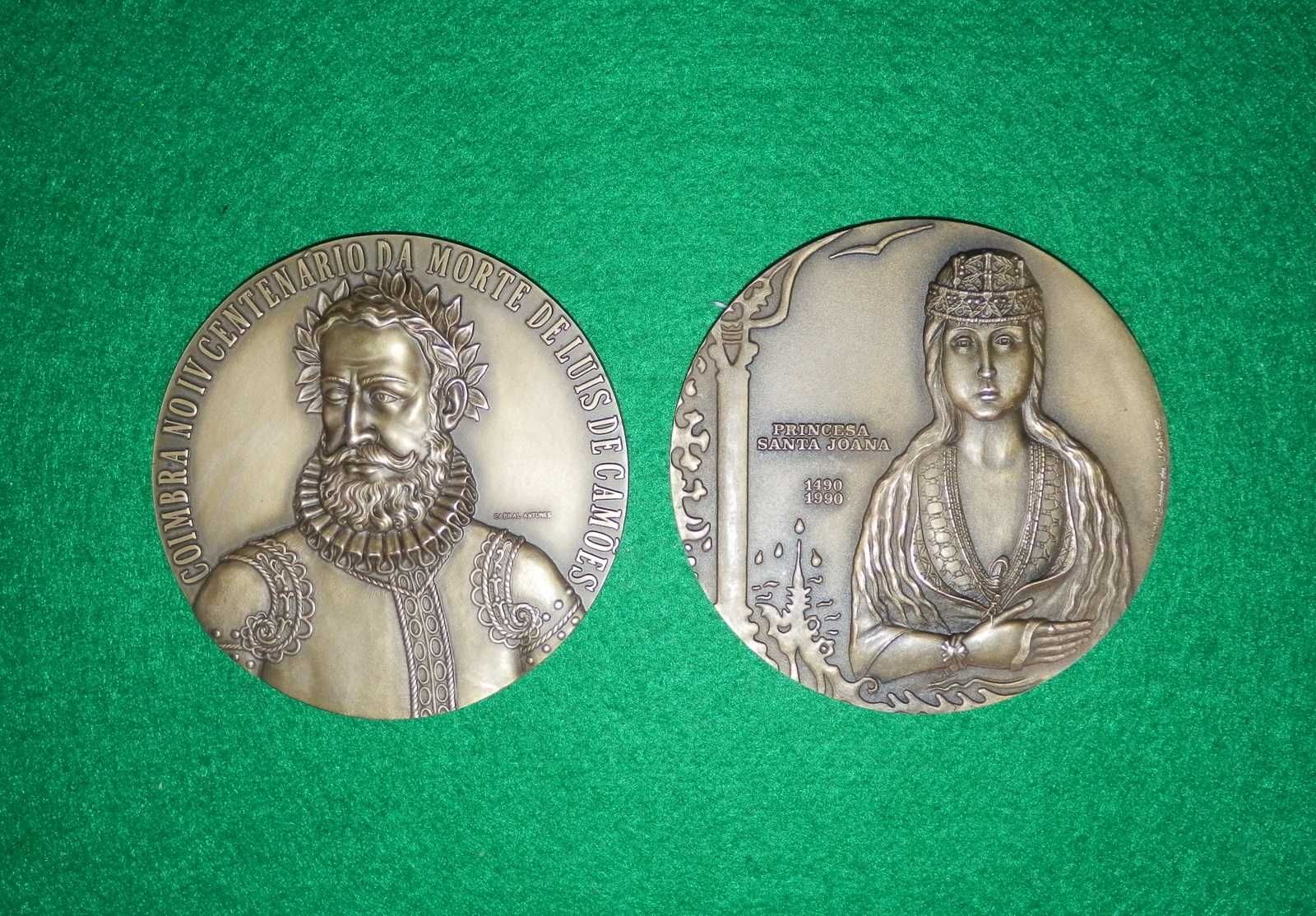 Medalhas de bronze CAMÕES - COIMBRA E  Santa Joana - Padroeira aveiro