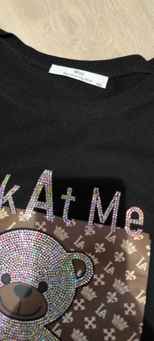 Czarna koszulka damska z krótkim rękawem M/L