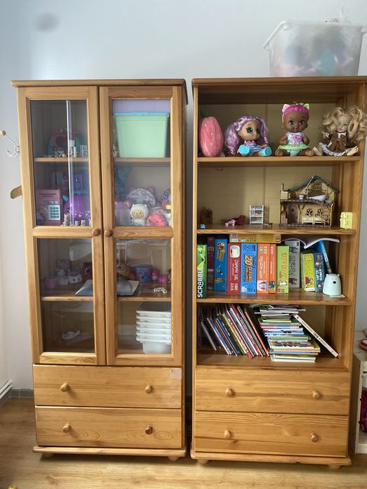 Sosnowe meble szafa witryna regał z szufladami drewniane