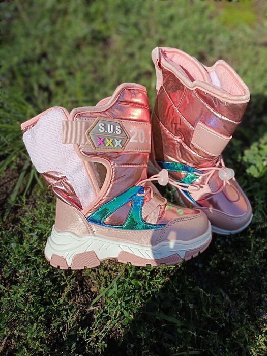 Зимові дутіки рожеві сапоги для дівчинки  Зимние ботинки для девочки