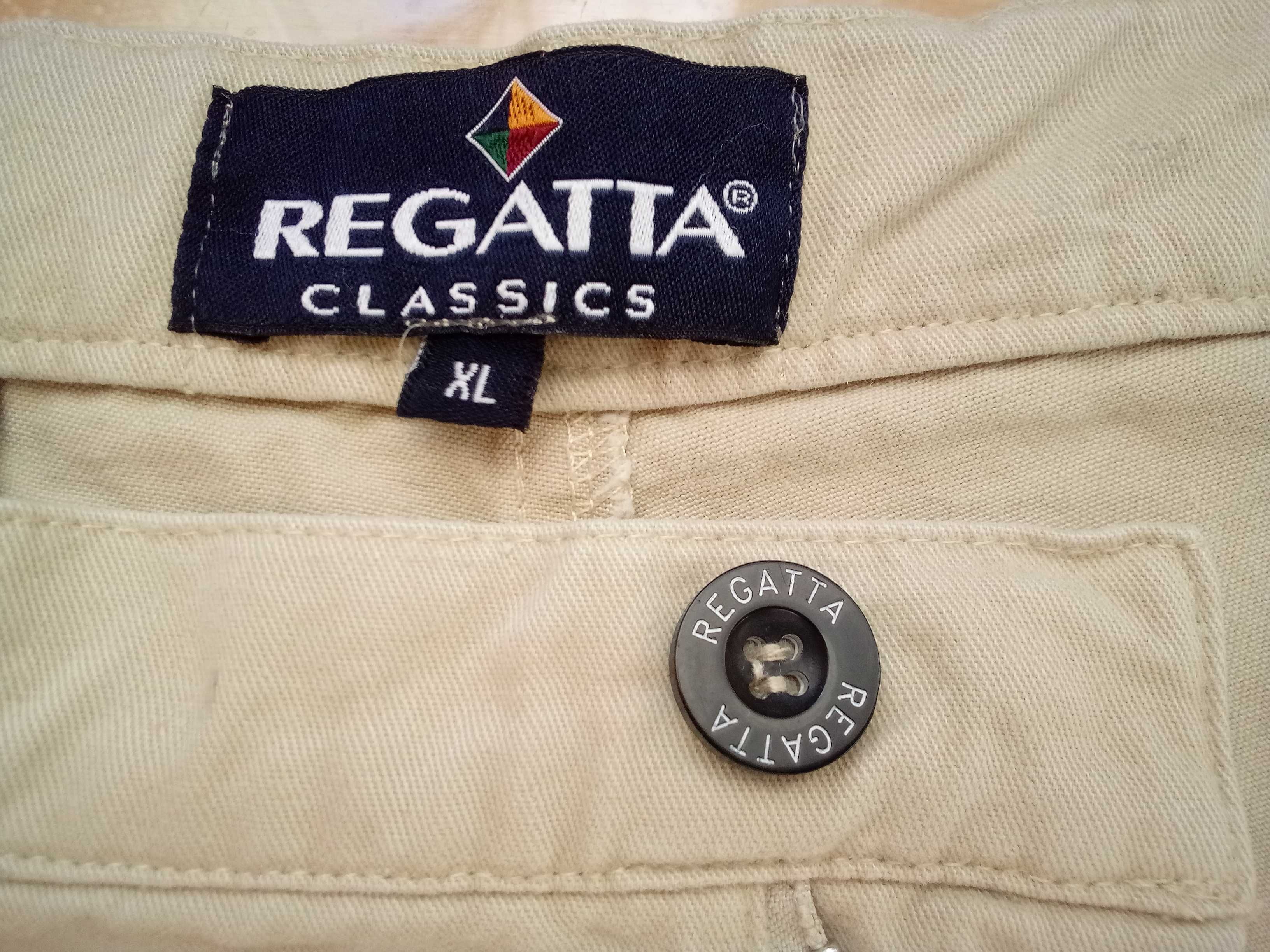 Spodnie krótkie, szorty, beż, Regatta, bawełna, klasyczny krój, r. XL