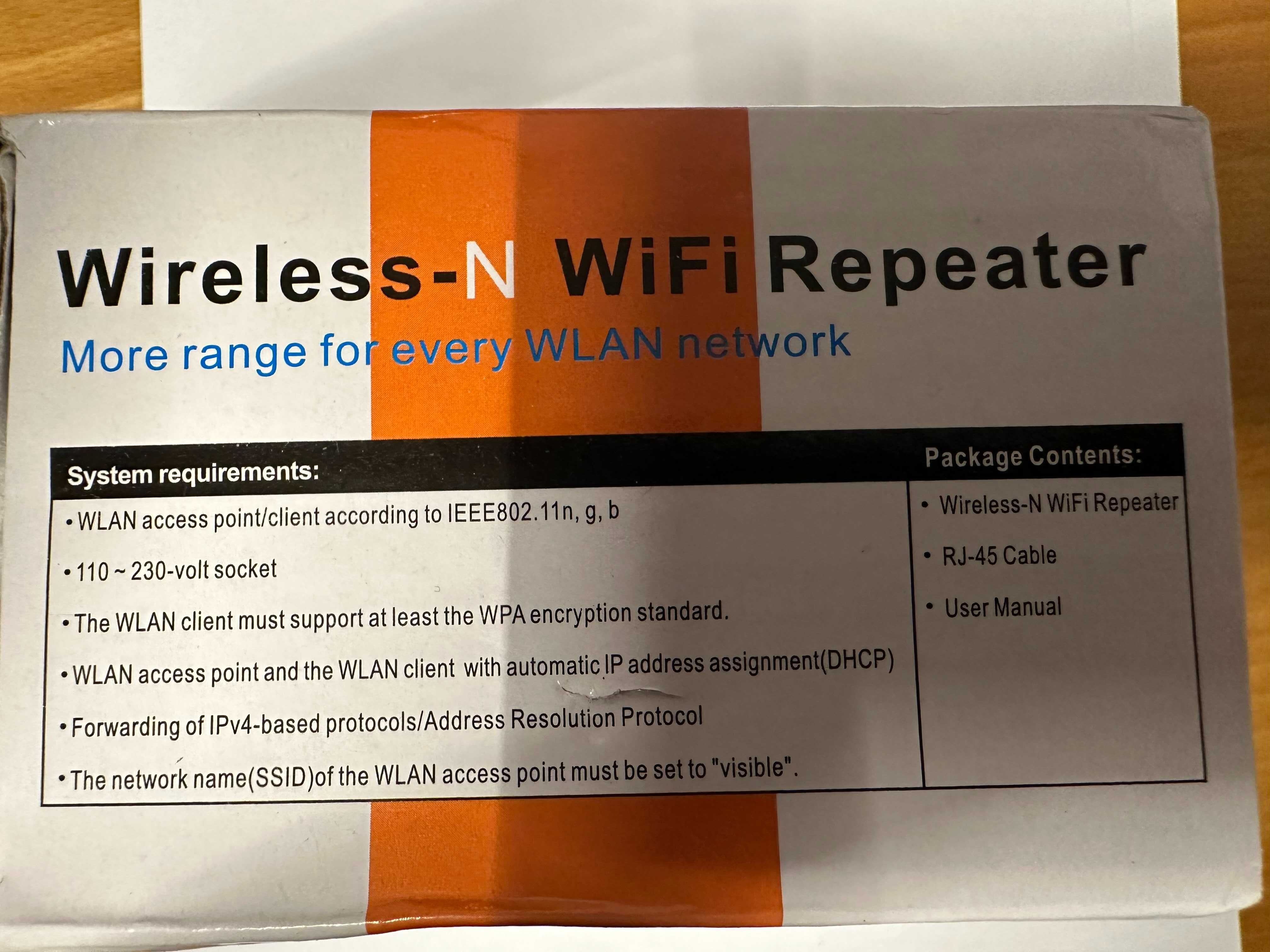 Wzmacniacz WIFI Sygnału Reapter 300MB/S Kolor czarny