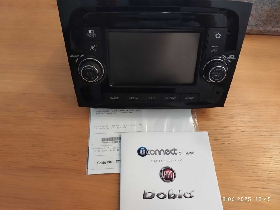 Fabryczne Radio Fiat Doblo +kod. Wysyłka.