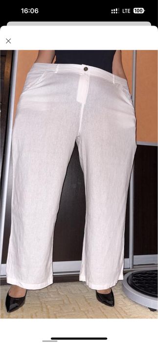 Нові льон віскоза білі батал 26 жіночі штани