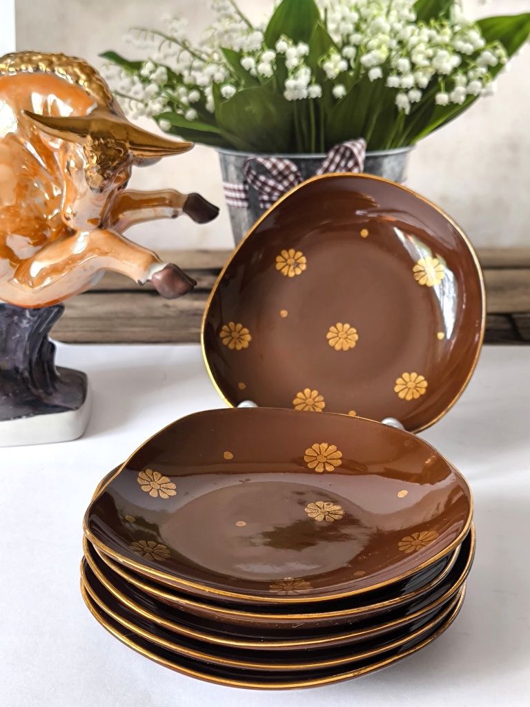 Garnitur deserowy Pruszków Ryszard piękny stary porcelit  1+6