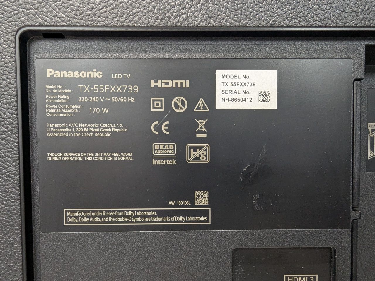 Panasonic TX-55FXX739  / 55", 4K, HDR , SmartTV / 2019 /
