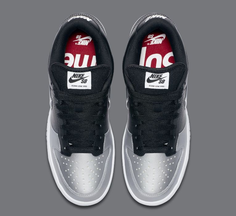 (roz. 44) Nike SB DUNK LOW SUPREME roz. 44 (28 cm) czarne srebrne