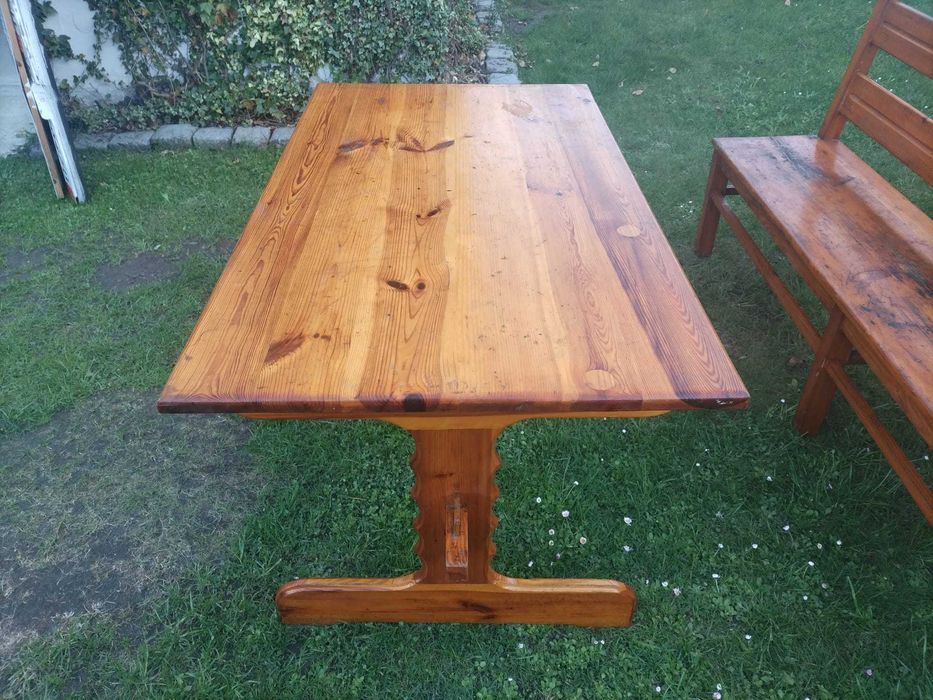 Ława drewniana ze stołem