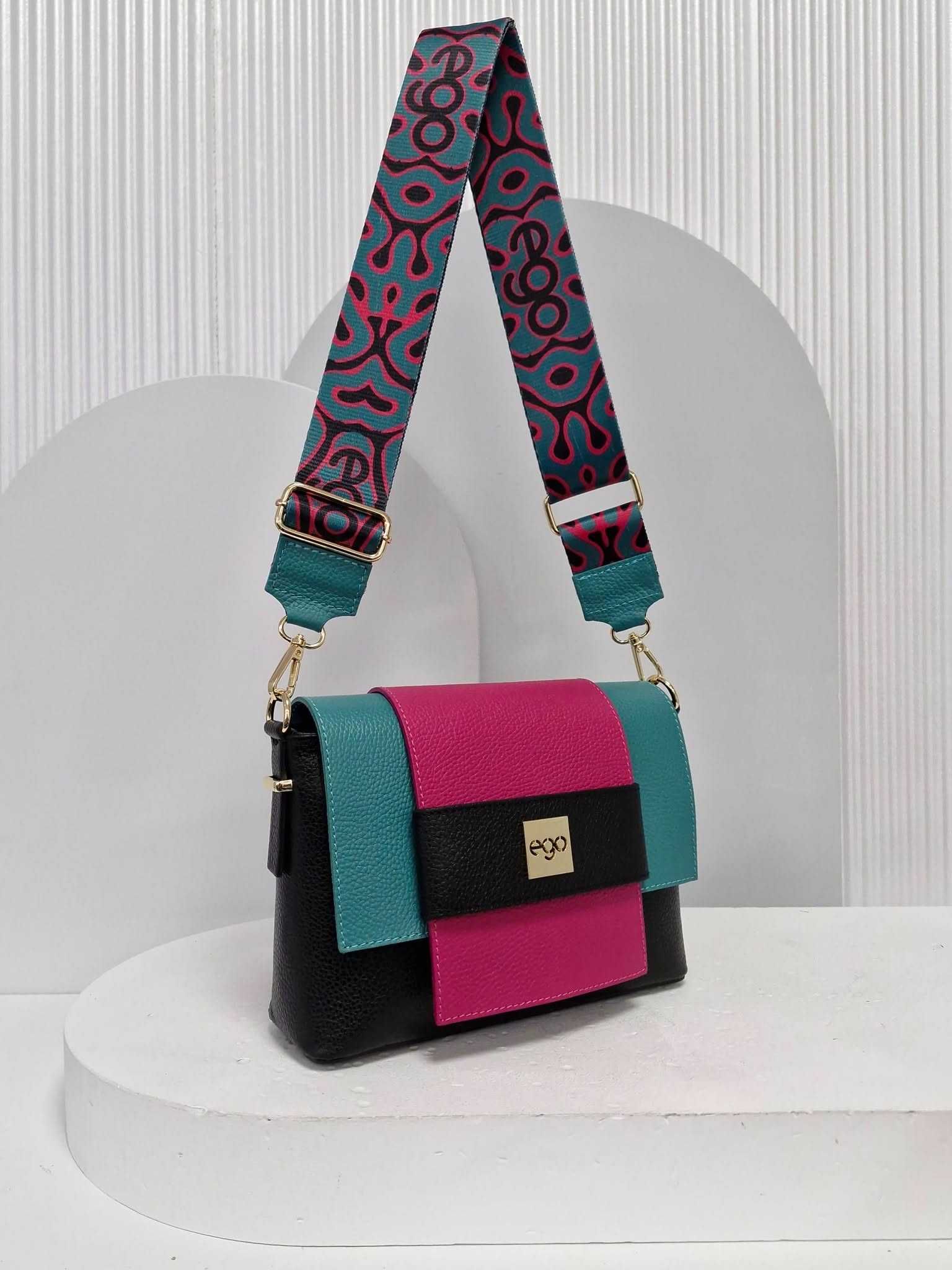Ego  ES0231SA torebka z ozdobnym pasem multicolor skóra