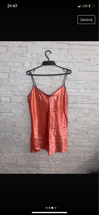 Kobieca, satynowa koszula nocna, piżamka