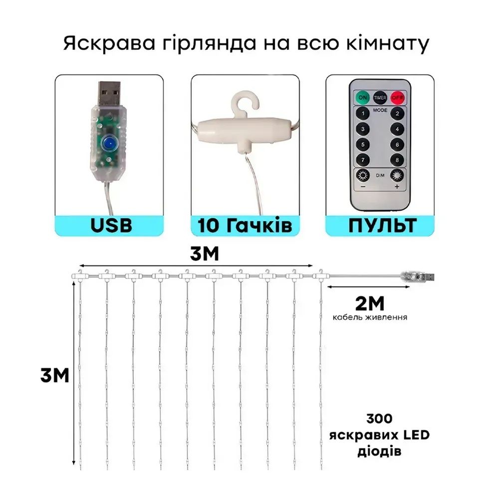 Світлоліодна Гірлянда - штора