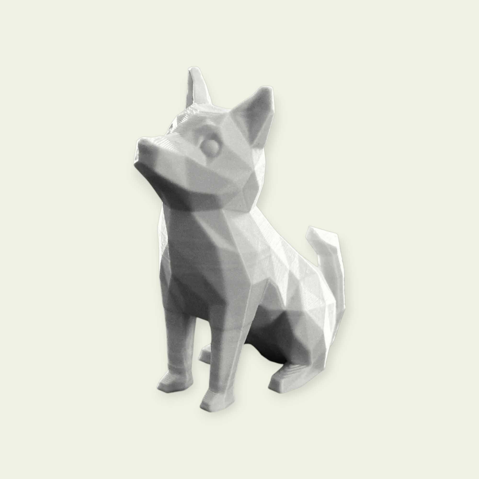 Figura Cão Sentado Low Poly 3D - Decoração Moderna e Fofa