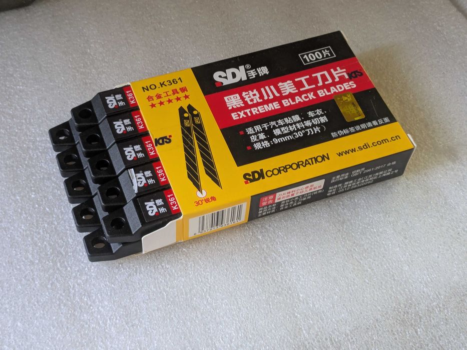 100 шт SDI K361 Сегментні леза 9мм із кутом 30 градусів для ножа 9 мм