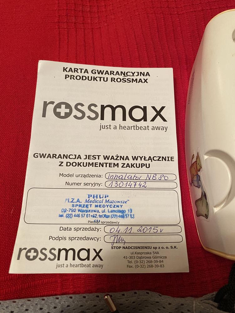 Inhalator NB80 Rossmax. Uszkodzony.