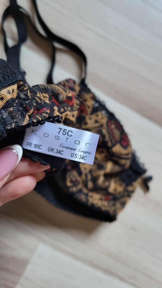 Nowy biustonosz soft kostar 75b print beżowy
