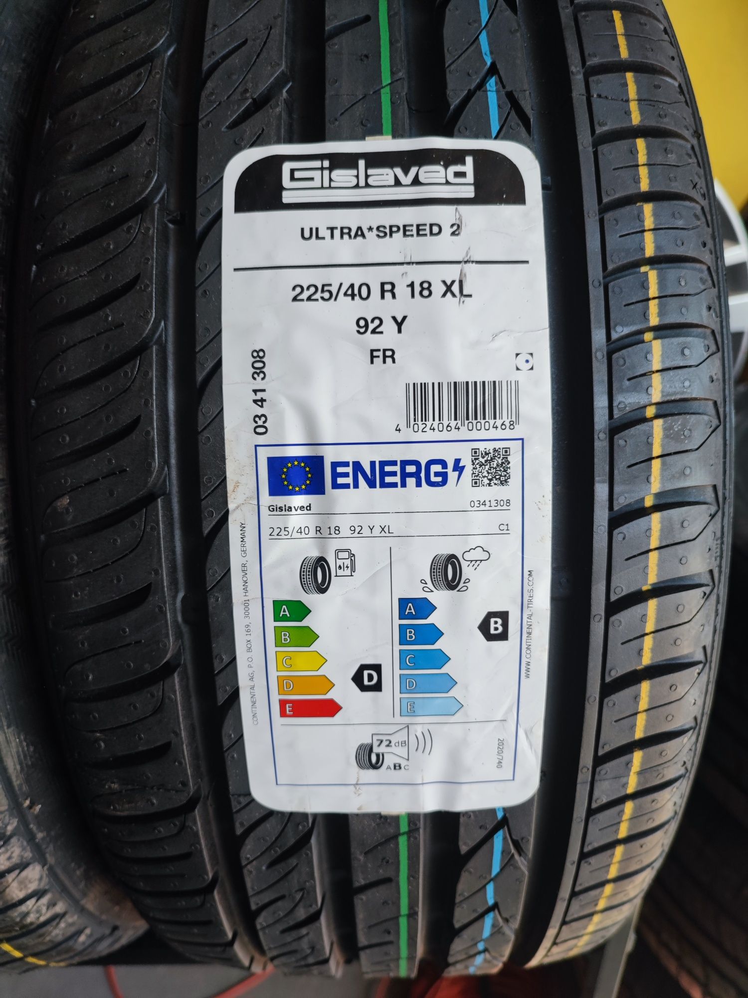 Opony letnie 225/40R18 92Y XL Gislaved Ultra Speed 2 | 2024 Nowe