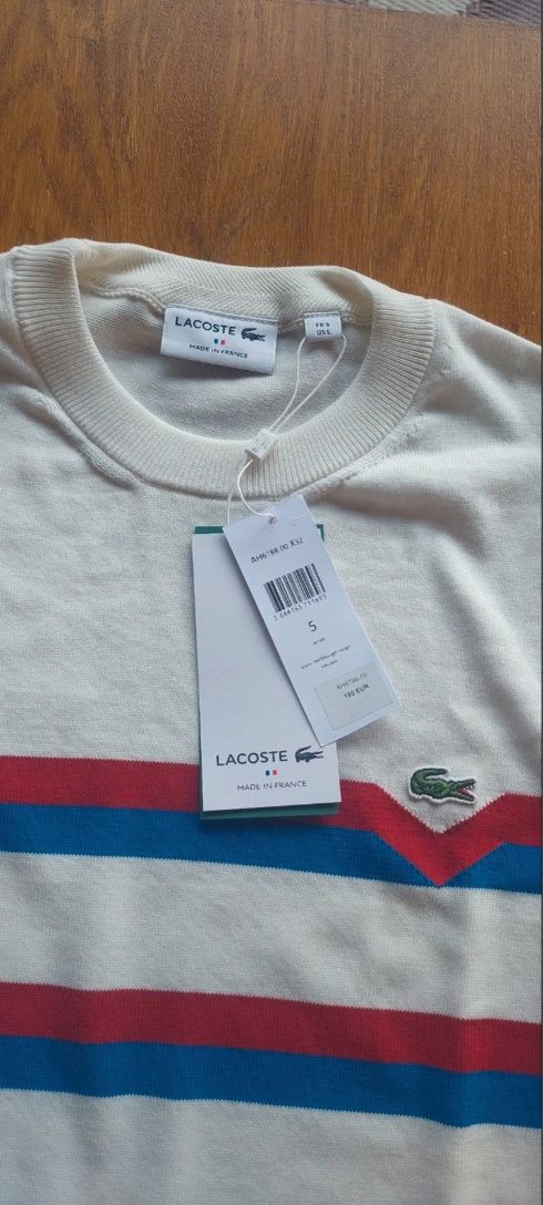 Lacoste biały sweter rozmiar L