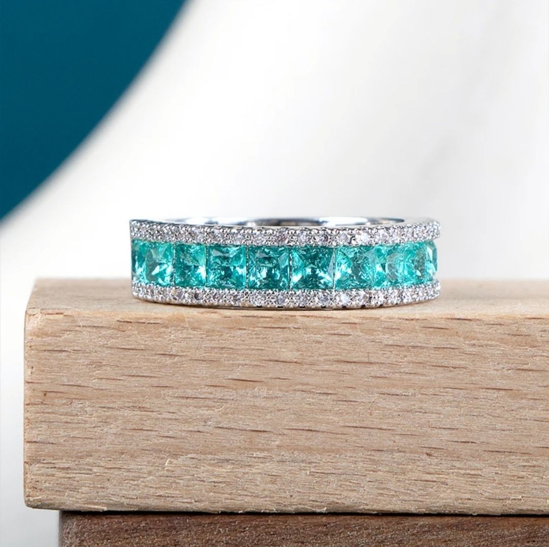 Кольцо серебро Aqua Zirconia