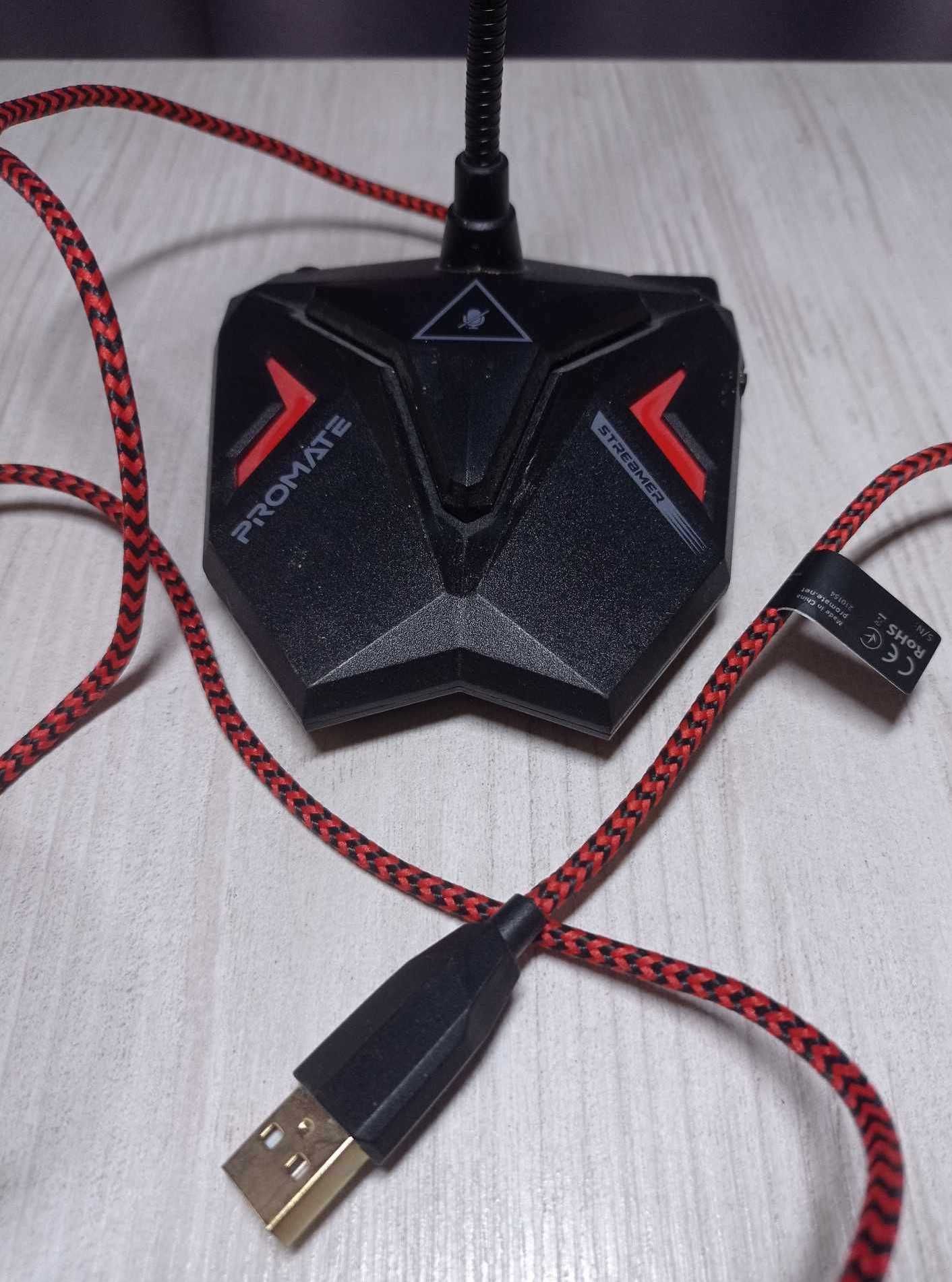 Микрофон Promate Streamer LED, USB Maroon (streamer.maroon).