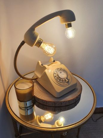 Candeeiro telefone dos anos 80 para mesa secretária c/2 lâmpadas LED