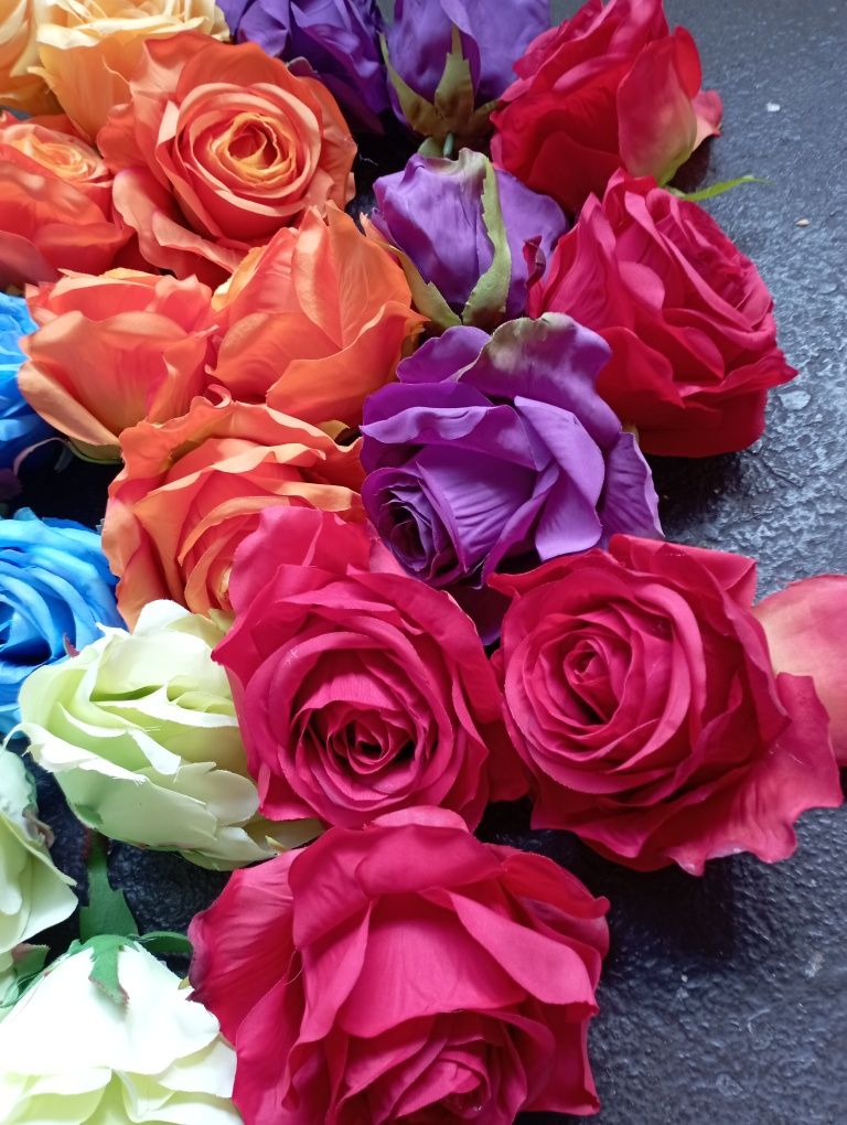 Sztuczne róże główki kwiaty wyrobowe florystyka handmade diy