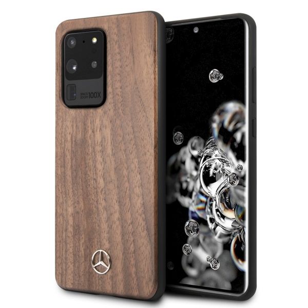 Mercedes MEHCS69VWOLB S20 Ultra G988hard case brązowy/brown Wood Line