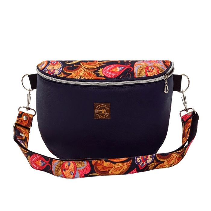 Granatowa Torebka i Nerka 2w1 - Paisley Na Czarnym