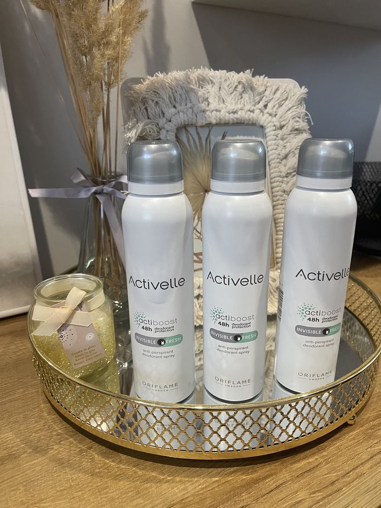 Nowe 3 dezodoranrty Oriflame Activelle Invisible Fresh