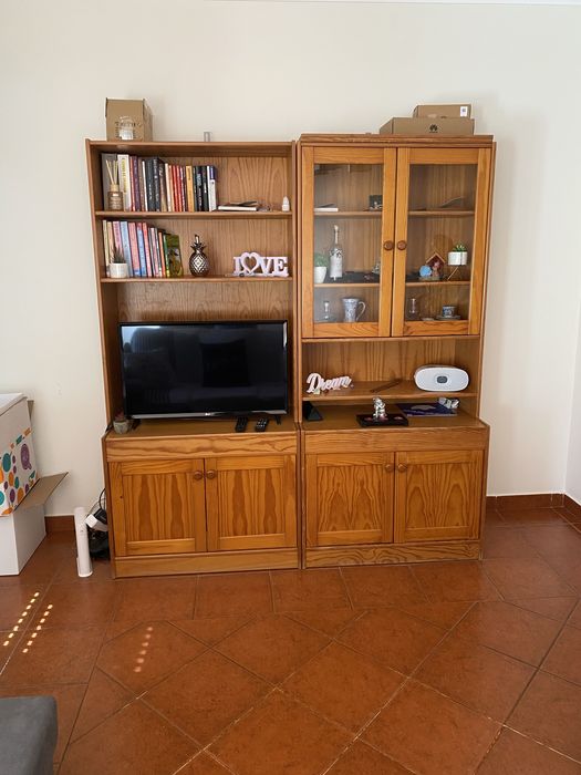 Conjunto de sala completo em pinho mel