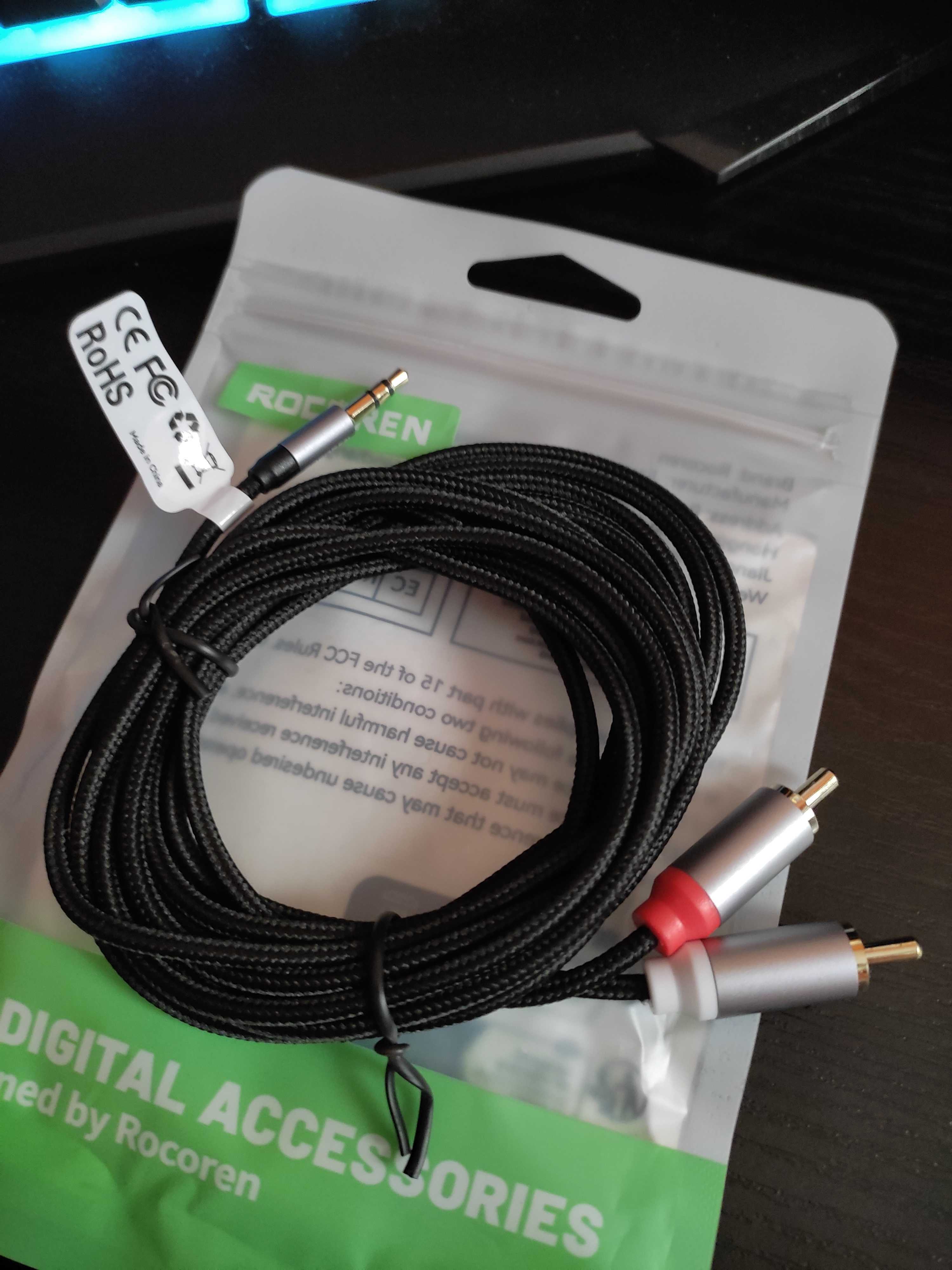 kabel audio stereo Jack/2xChinch/RCA 3metry nylonowy oplot