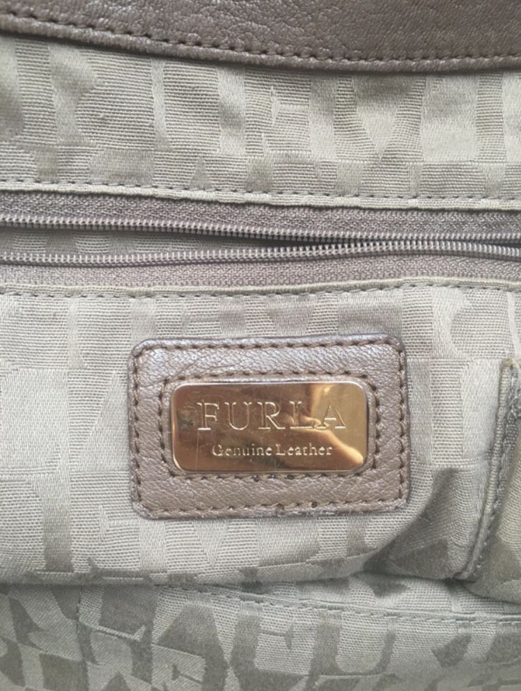 Torba Furla Hobo Bag skóra i zamsz do ręki pojemna A4 super cena