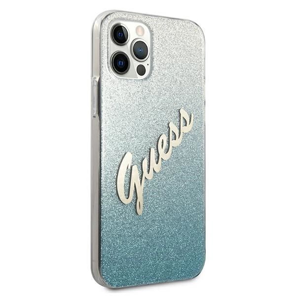 Etui Guess Glitter Gradient Script Na Iphone 12 Pro Max - Niebieskie