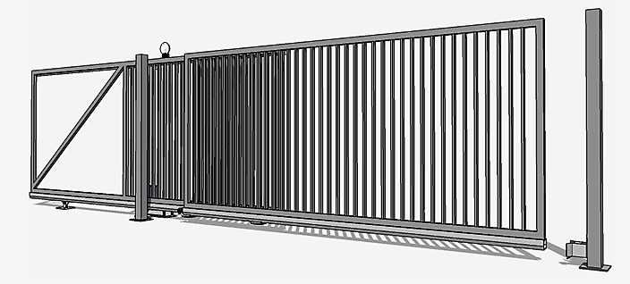 Brama przesuwna teleskopowa aluminiowa. Ogrodzenie frontowe palisadowe