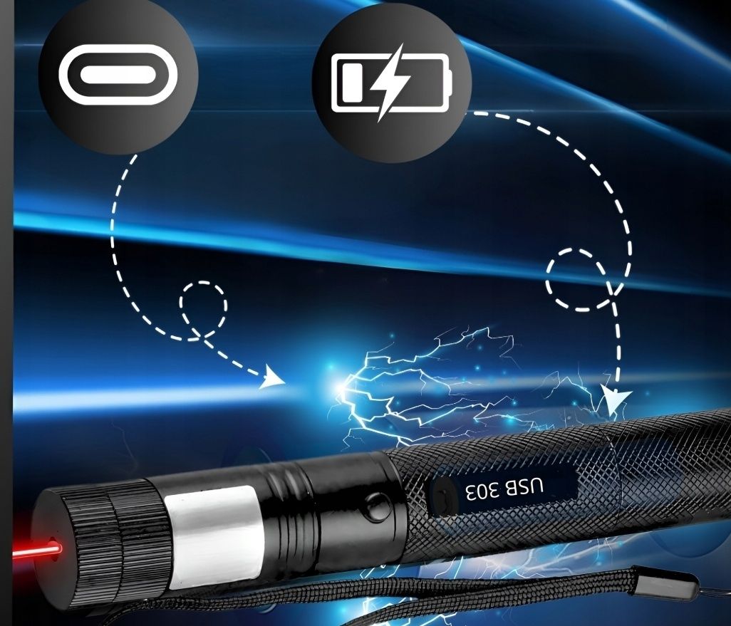 Wskaźnik LASEROWY LASER czerwony USB MOCNY POINTER duży zasięg