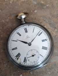 Relógio de bolso antigo Omega em prata