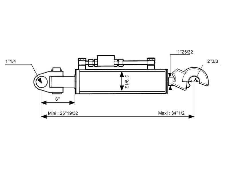 Cięgło hydrauliczne (Kat.3/3 (Ø32/32mm)) Przegub i CBM Q.R. Hak