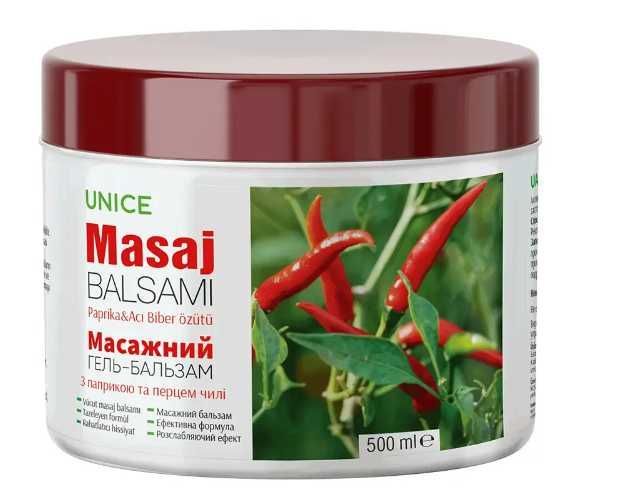 Масажний гель-бальзам з паприкою та перцем чилі 500 мл Unice