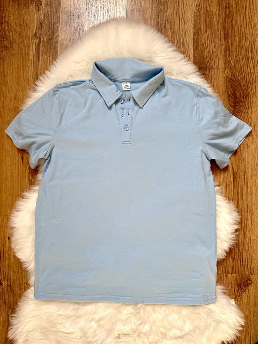 Koszulka polo bawełna wiskoza baby blue niebieska S