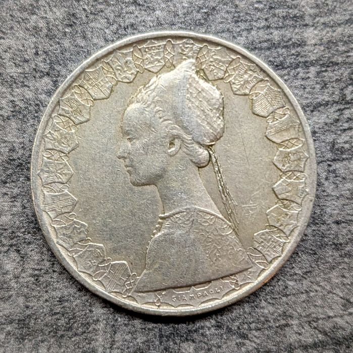 Moneta 500 lirów 1959 - statki Kolumba - srebro