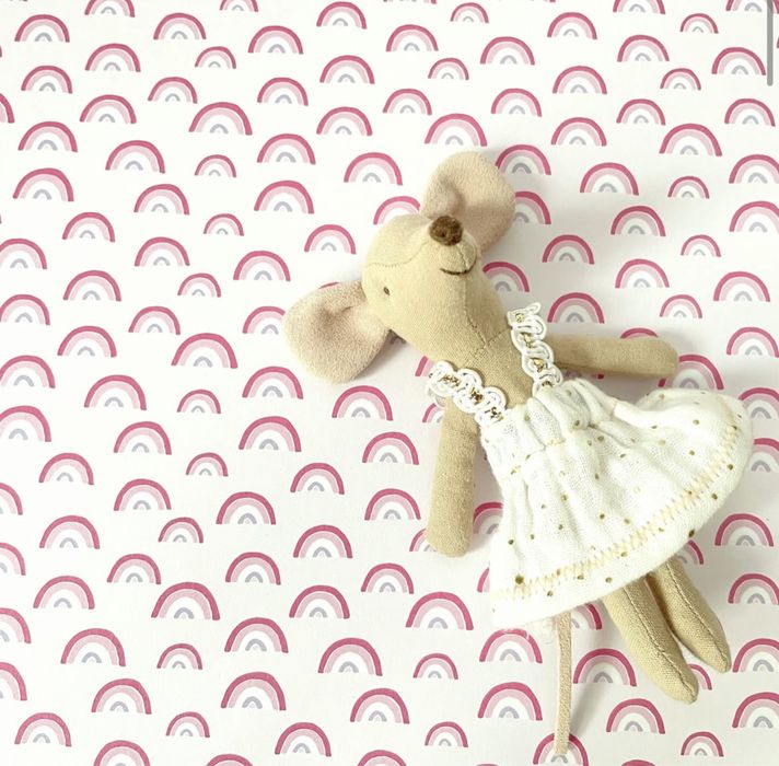 Tapeta do domku dla myszek maileg barbie sylvanian różowa tęcza