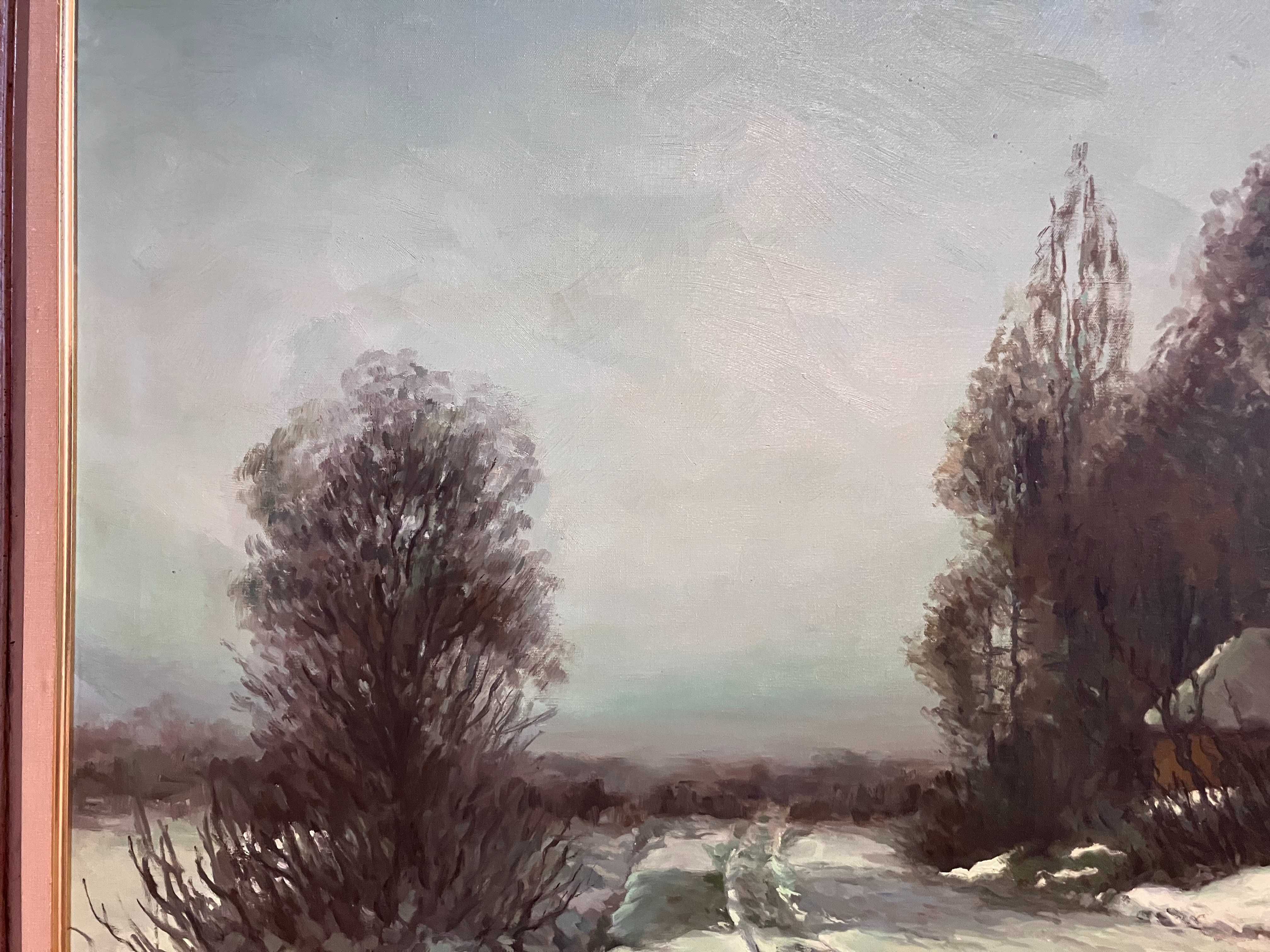 Wiktor Korecki - Pejzaż zimowy, olej na płótnie 60 x 90 cm