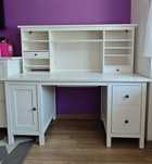 Duże biurko z nadstawką Ikea Hemnes biała bejca